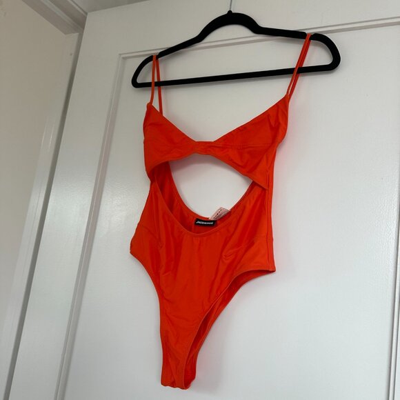 Jacquemus One Piece Swimsuit Orange Cut-Out High Cut Legs Sz Small - Picture 6 of 10